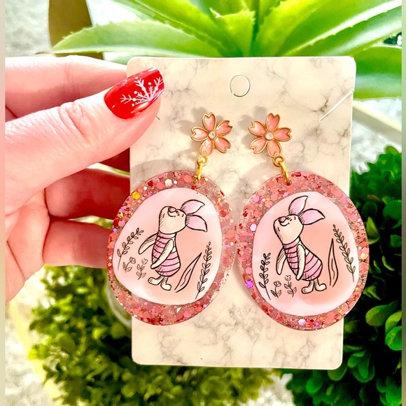 Piglet Acrylic Dangle Earrings - Picture 3 of 5